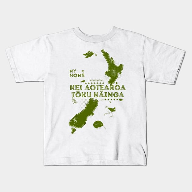 New Zealand Is my home Te Reo Maori Kids T-Shirt by mailboxdisco